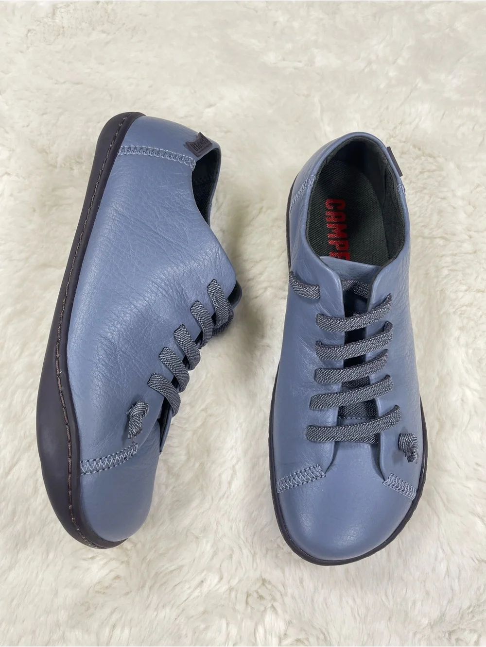 Camper women’s Slate Blue Leather Lace-Up Sneakers Size US 6 EU 36 NWOB